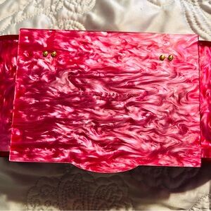 Brandon Blackwood Pink Marble Acrylic Clutch